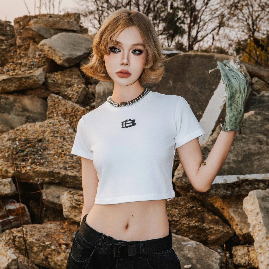 邦BANG 货币系列短款Tee女款 短袖修身打底露腰显瘦T恤女夏季2025