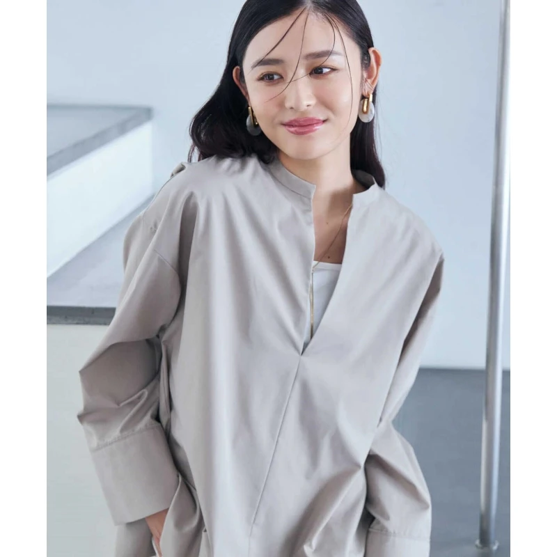 【Montendre】 N 秋冬上新 时尚百搭宽松开衩领外套式衬衫