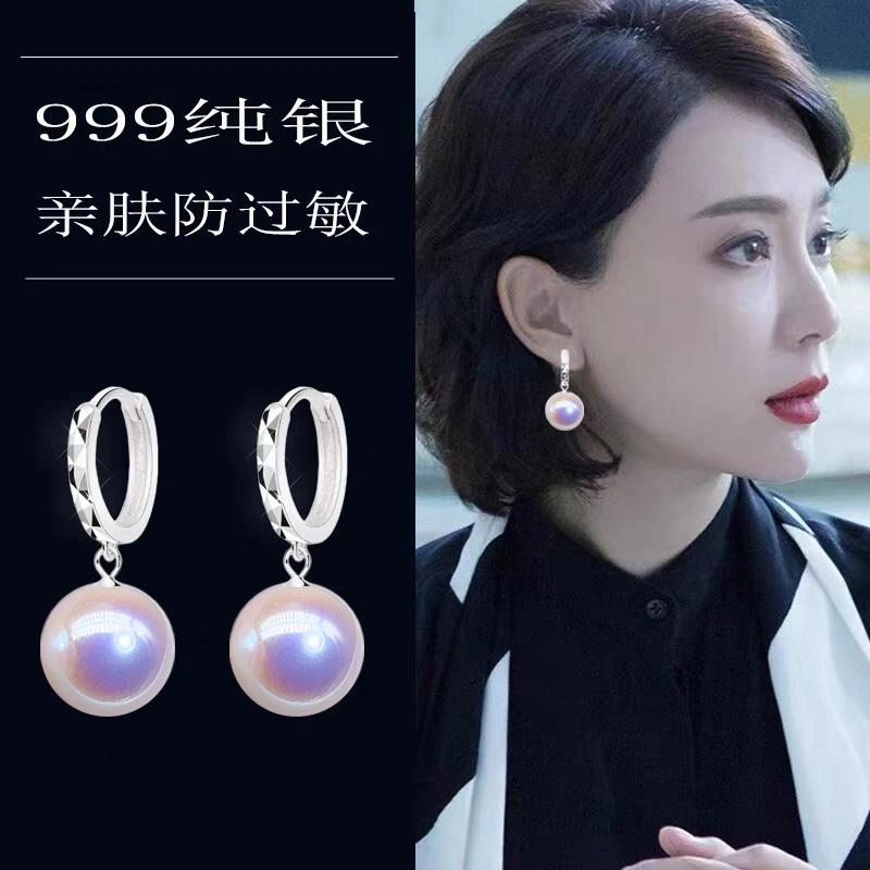 足银耳饰 正品s999纯银耳环女简约大气高级感耳坠送妈妈礼物耳饰