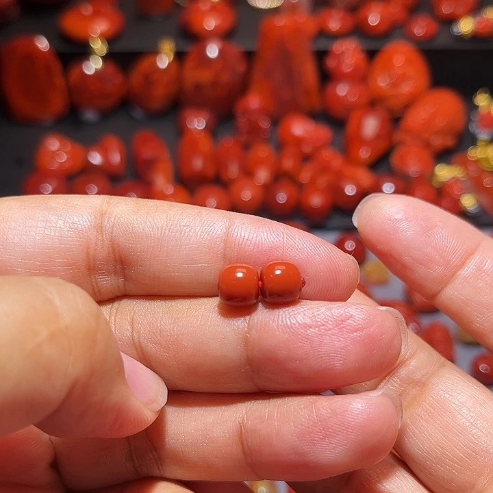 南红玛瑙未镶嵌配饰老型对珠7.3mm