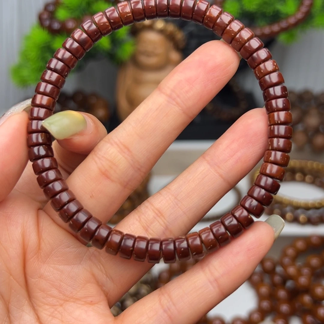 紫金鼠手串卡7*3.5实心红皮药片