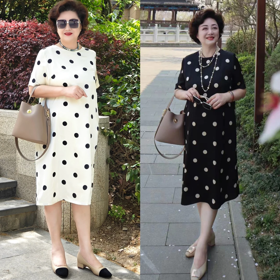 2025春夏新款女装宽松大码法式气质减龄波点