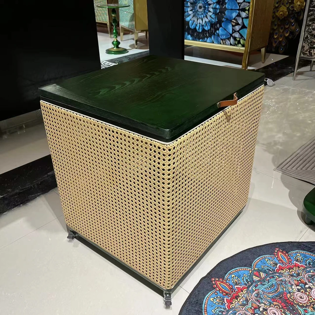 【喜悦家具】手工仿藤编织储物筐柜55*50*55
