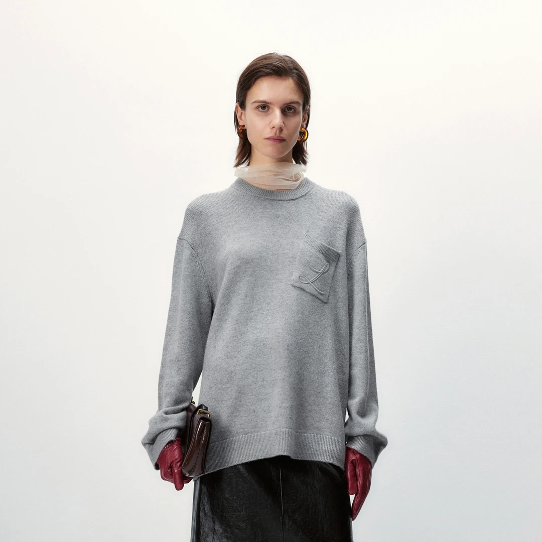 LYNEE【周末】圆领长袖秋冬毛衣针织套头衫  LGD2FAK024