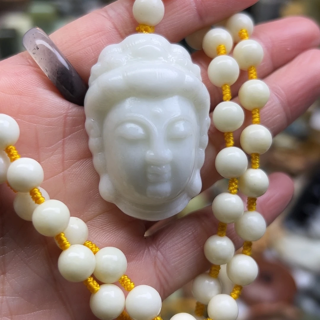 岫玉未镶嵌颈饰岫玉观音头