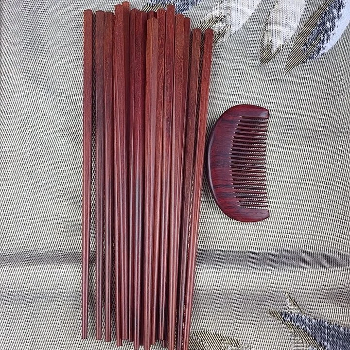 檀香紫檀（小叶紫檀）懒*虎十双筷子和一把梳子