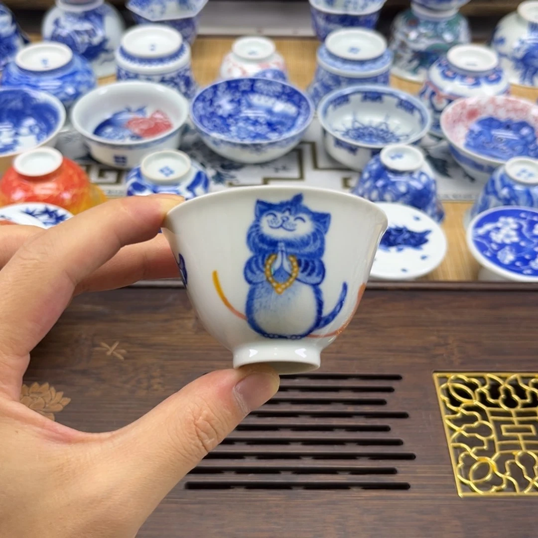 手绘一夜暴富许愿猫主人杯
