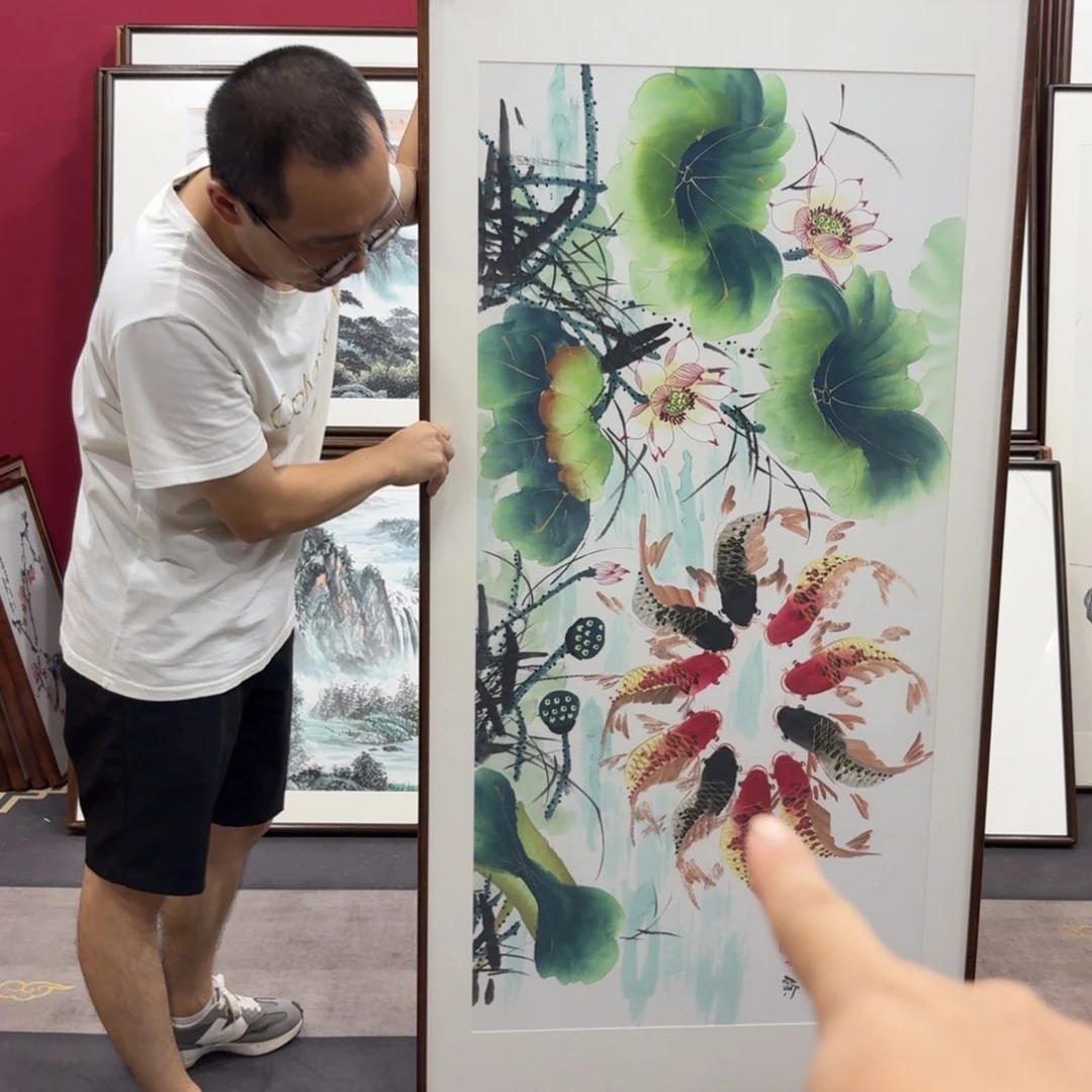 国画手绘作品带框160/80