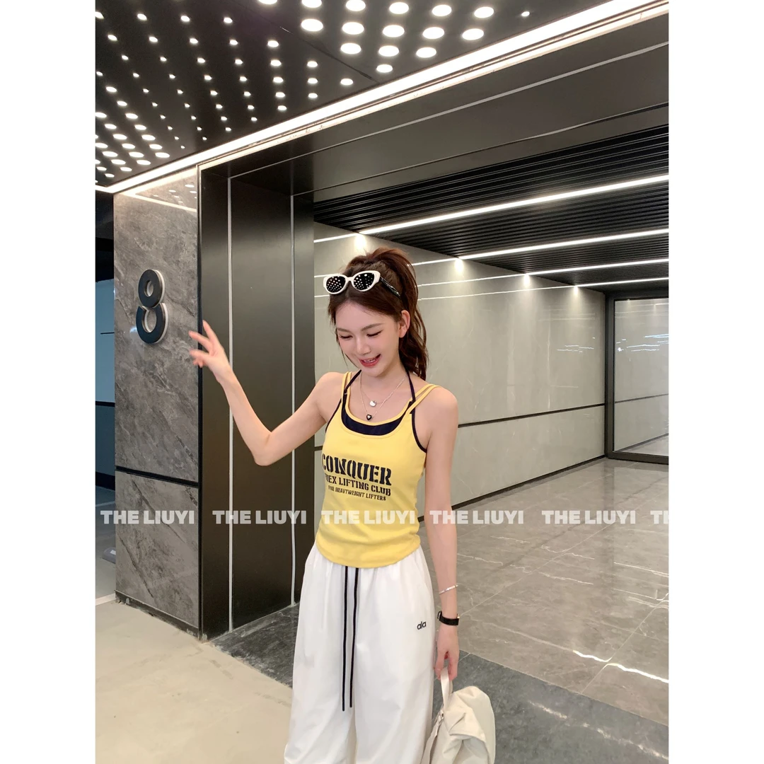 【LIUYI】双子背心~夏季辣妹假两件无袖吊带背心54247