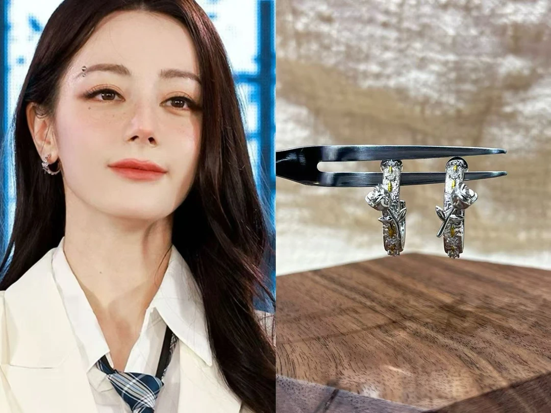 D513热巴同款郁金香闪闪c圈款耳钉耳饰