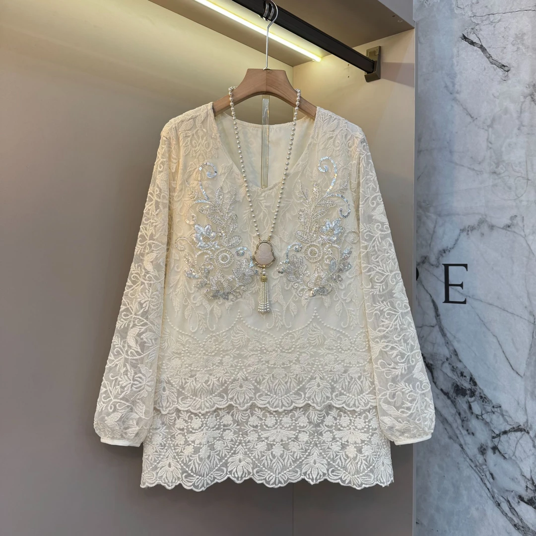 2025欧货设计感洋气新中式设计感时尚宽松大码优雅气质上衣2657