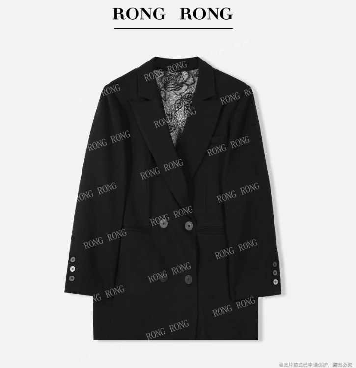 溶溶J【圣罗玫瑰】RONGRONG 莱赛尔亚麻蕾丝廓形西装外套RR25672