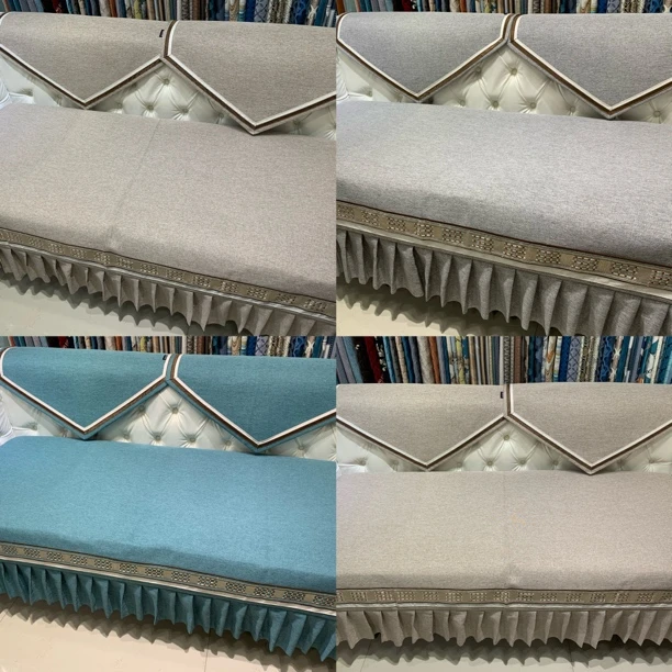 2.沙发坐垫沙发垫简约防滑靠背巾防尘花边垫沙发