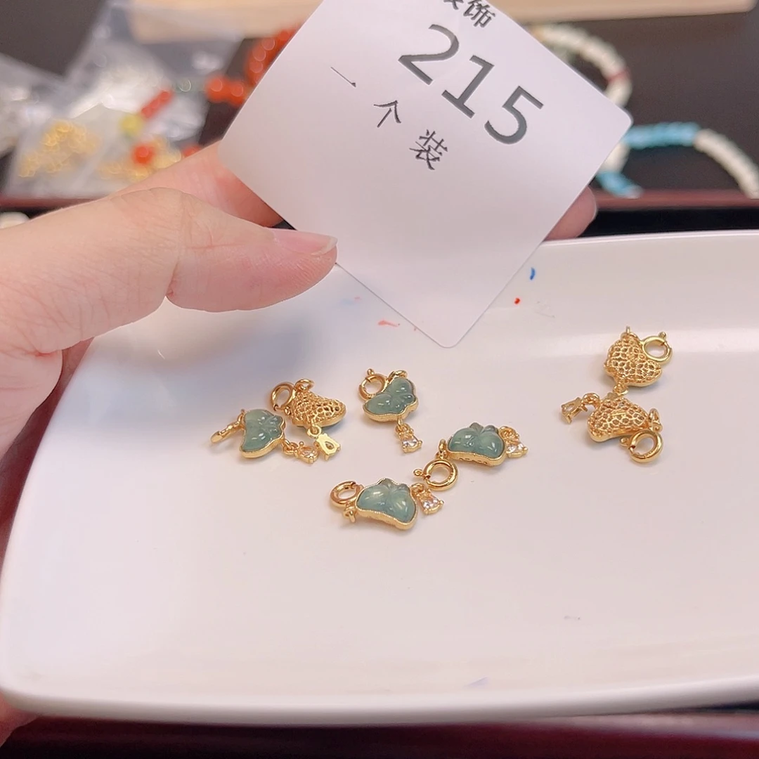 水晶珠宝半成品银S925镀金镶嵌215 。