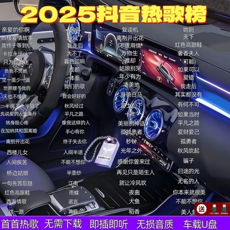 2025最新抖音网络流行新歌车载音乐U盘火遍网络神曲高音质MP3/4