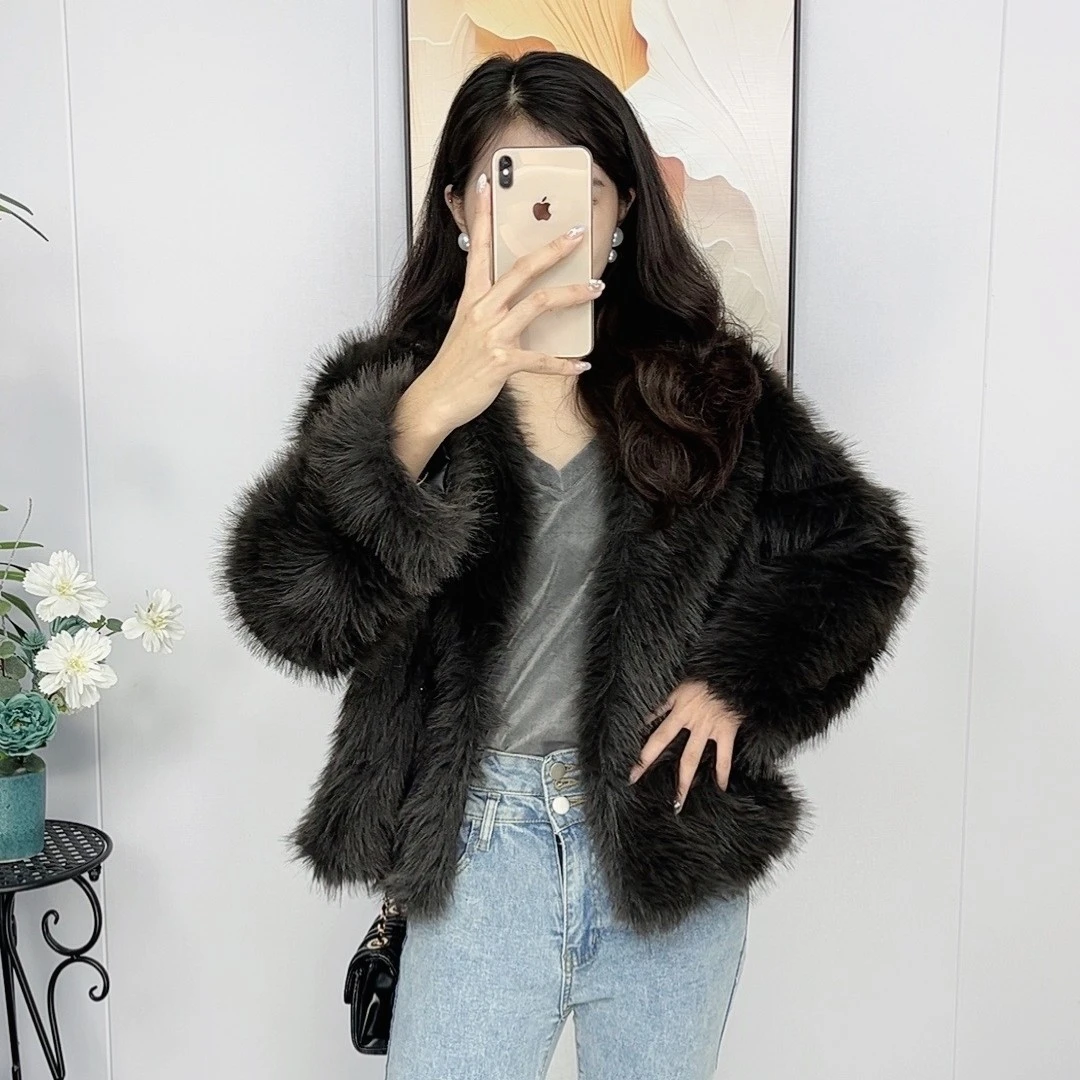 迷雾少女年轻款仿皮草外套女秋冬新款网红小香风环保貂时尚短外套