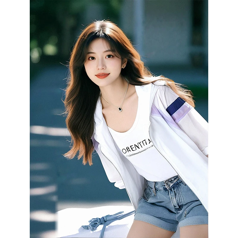 韩系轻薄百搭防晒衣女2025年夏季新款时尚防晒服户外透气开衫外套