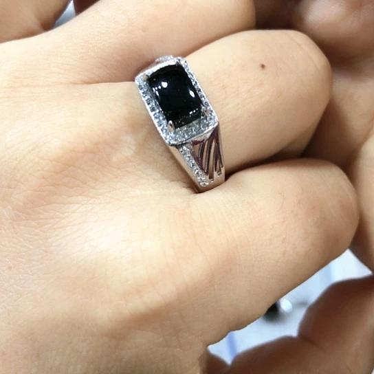 翡翠戒指银S925镶嵌缅甸天然A货翡翠