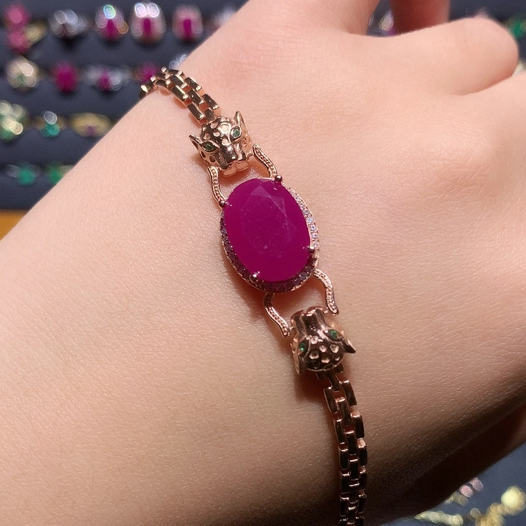 银S925镶嵌红宝石手链