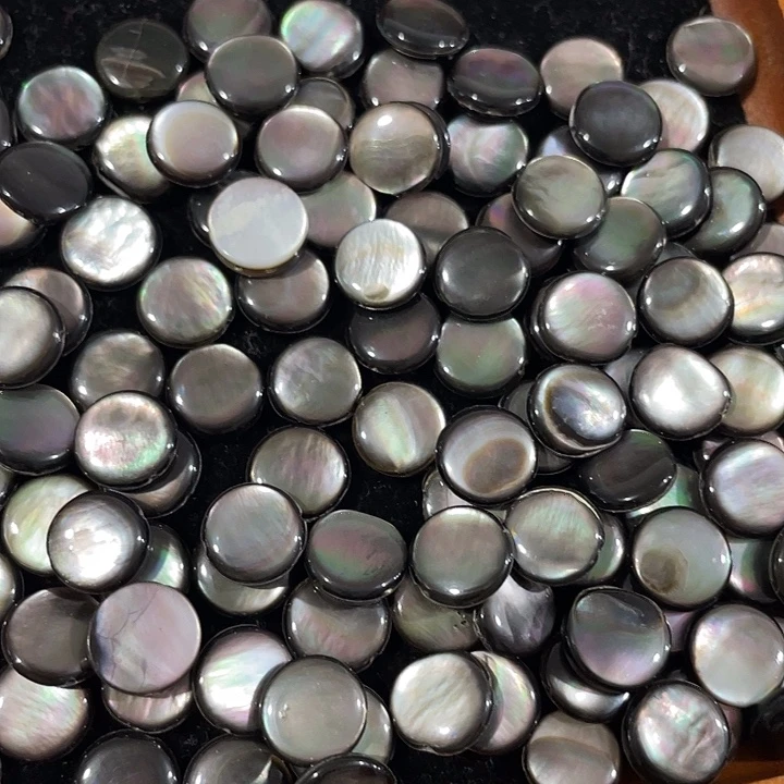 合金玛瑙/玉髓珠宝半成品12颗10mm黑蝶贝圆片