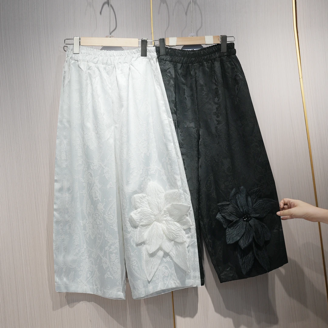 3300新中式国风阔腿裤高级感重工花苞裤时尚宽松百搭休闲裤宽松