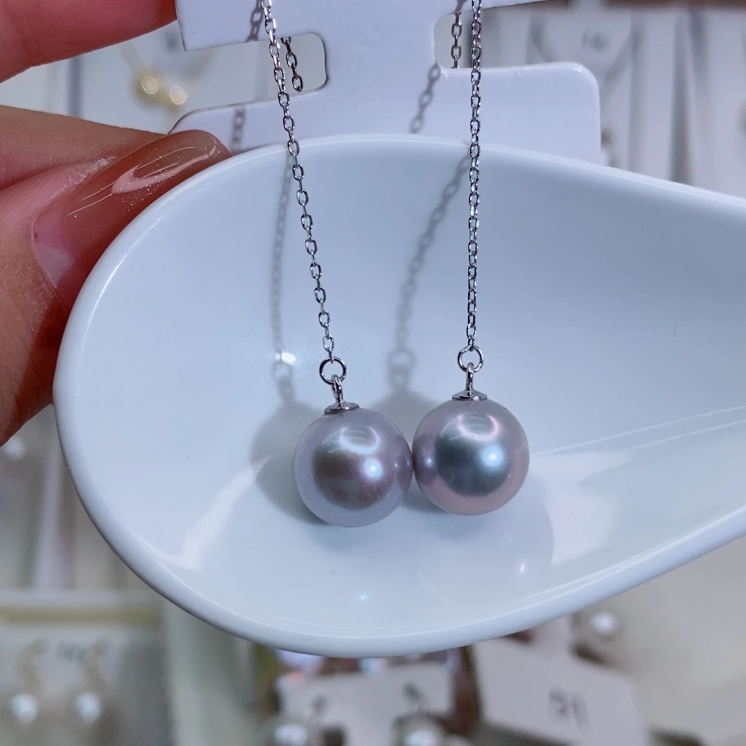 银S925镶嵌淡水珍珠耳饰