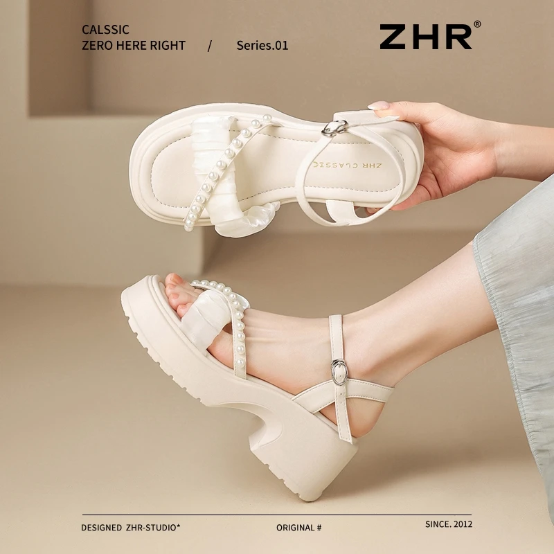 ZHR则则女款女士镂空外穿外出透气女鞋夏新款高档增高女凉鞋夏天