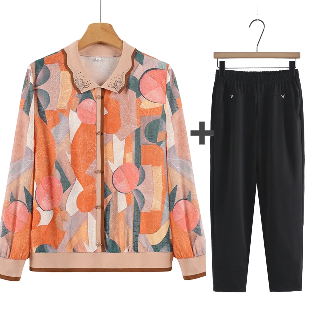 中老年女装秋季新款长袖宽松显瘦妈妈装春秋洋气休闲翻领小衫