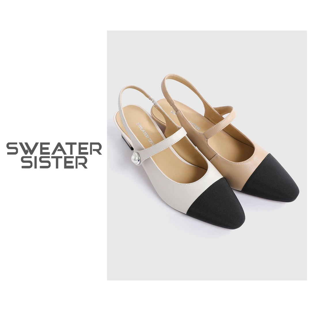 半拖包头拖鞋小香风粗跟单鞋女25810