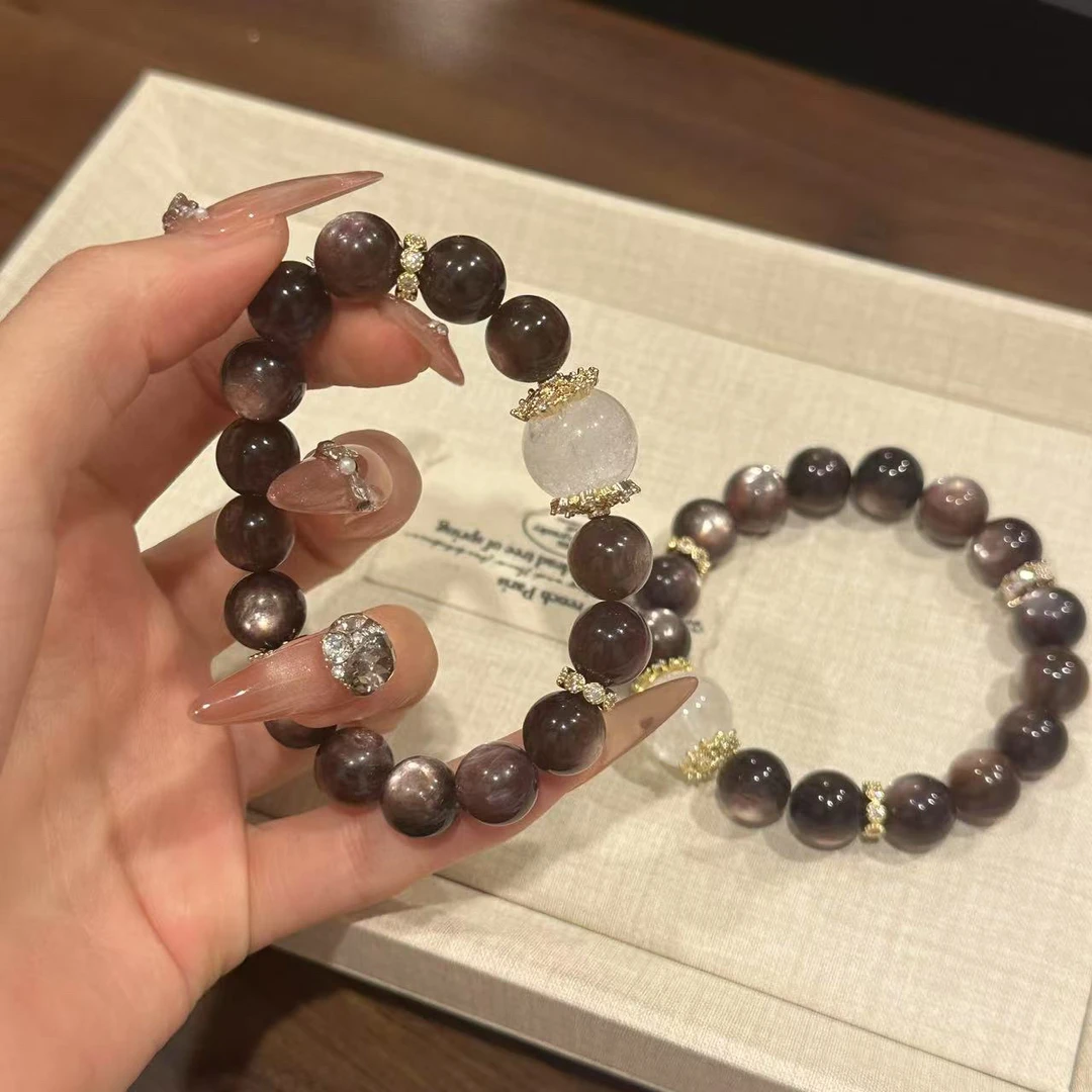 S327 11mm紫锂云母➕白阿塞设计手串