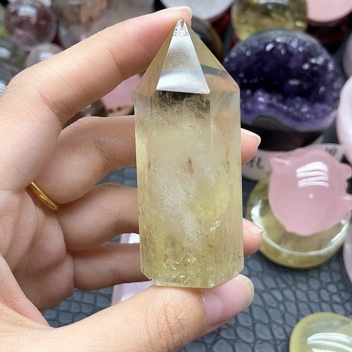 珠宝半成品水晶未镶嵌78黄水晶柱微瑕