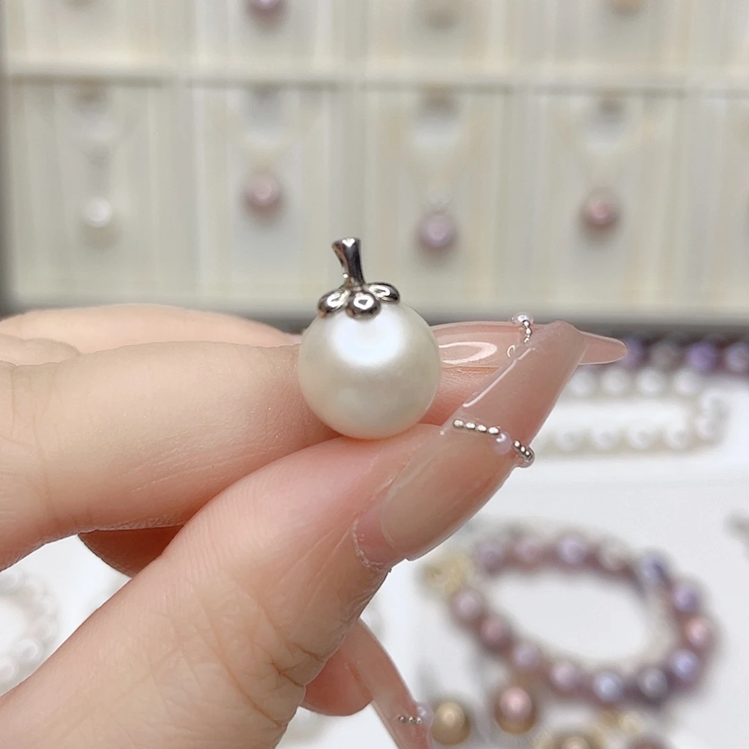 淡水珍珠吊坠(不含链)银S925镶嵌