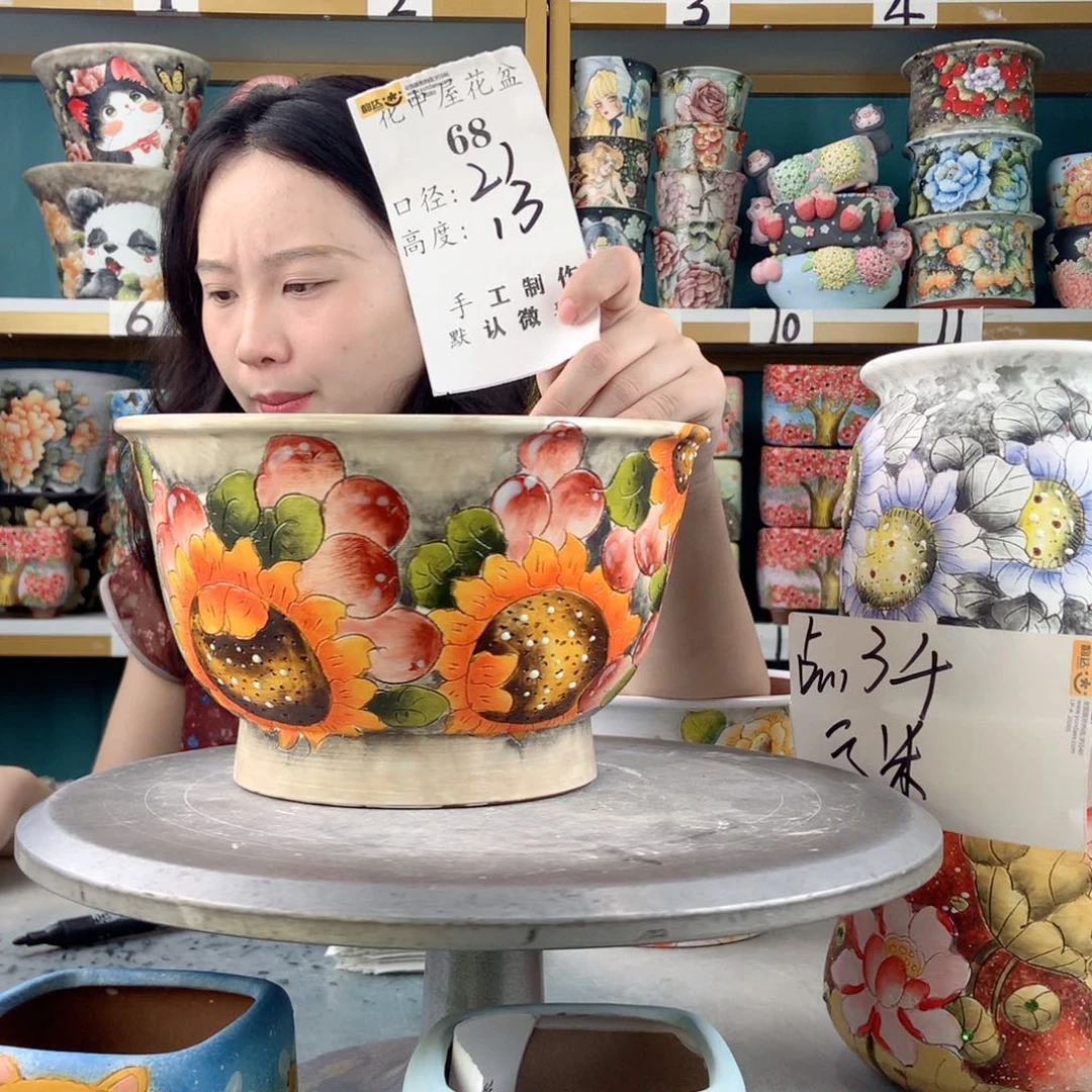 景德镇手工花盆陶瓷68