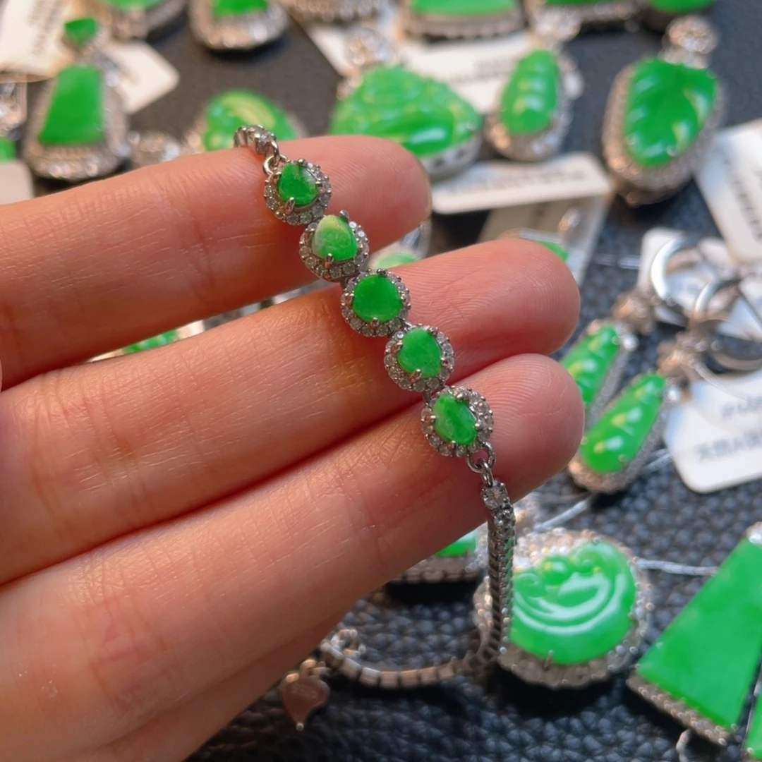 翡翠银S925镶嵌吊坠(不含链)手链