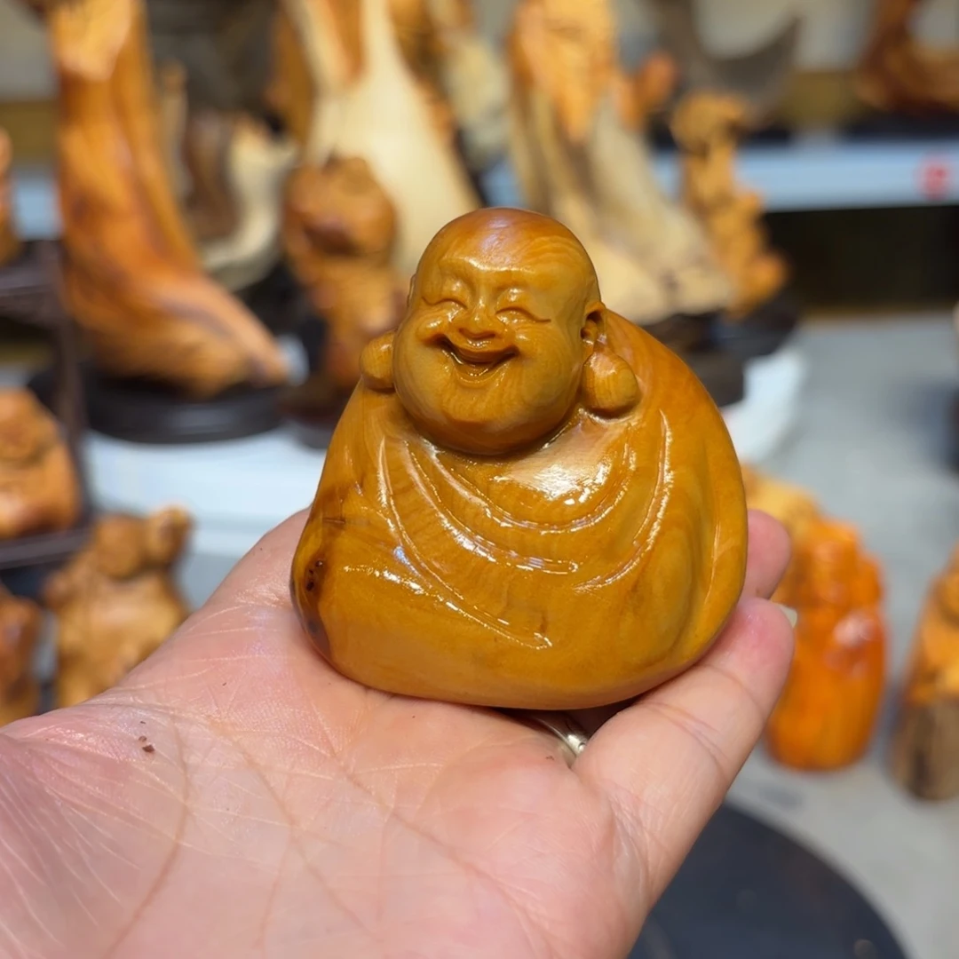 木太行崖柏弥勒佛