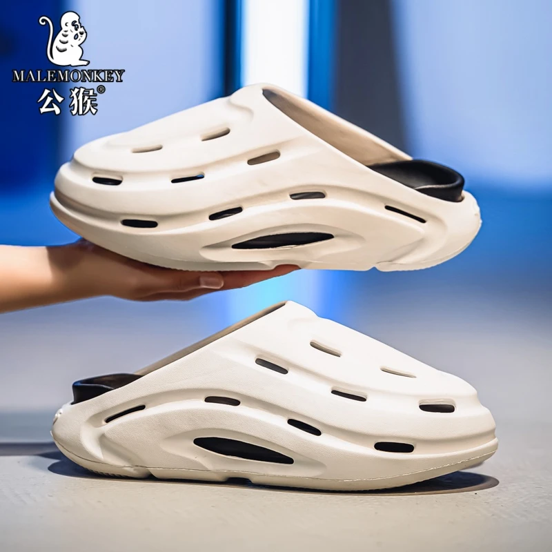 公猴椰子洞洞鞋男款夏季外穿踩屎感厚底运动休闲防滑防臭包头拖鞋
