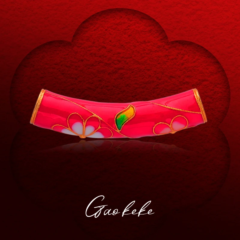 铜合金吊坠 合金花朵红弯管 0089619