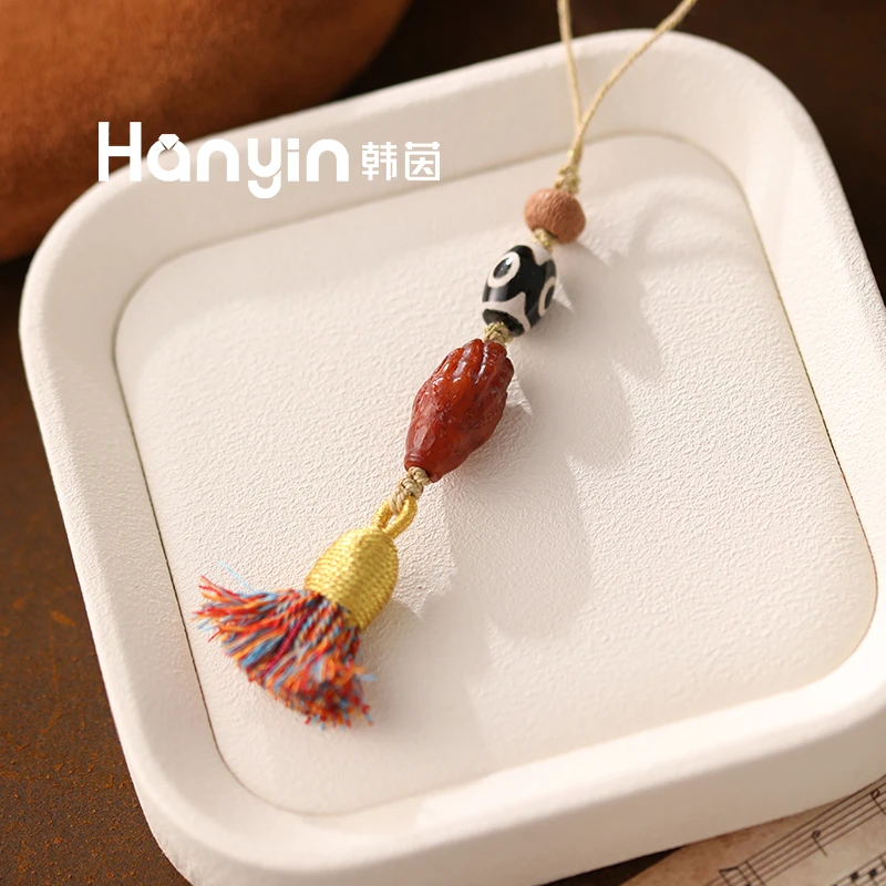 非金属布艺吊坠 三眼佛手吊坠彩色流苏时尚挂件