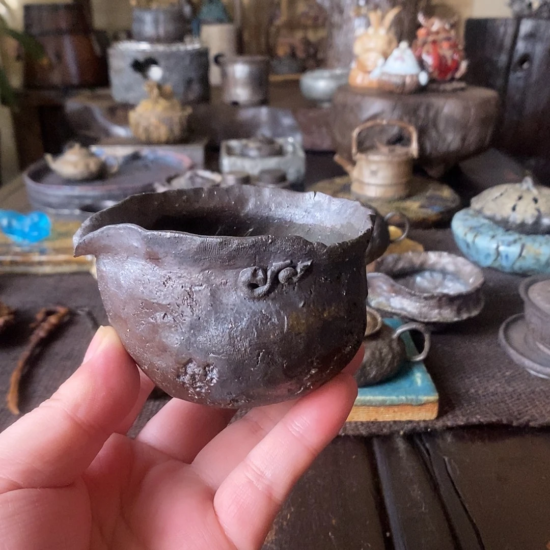 手工制作柴烧茶具