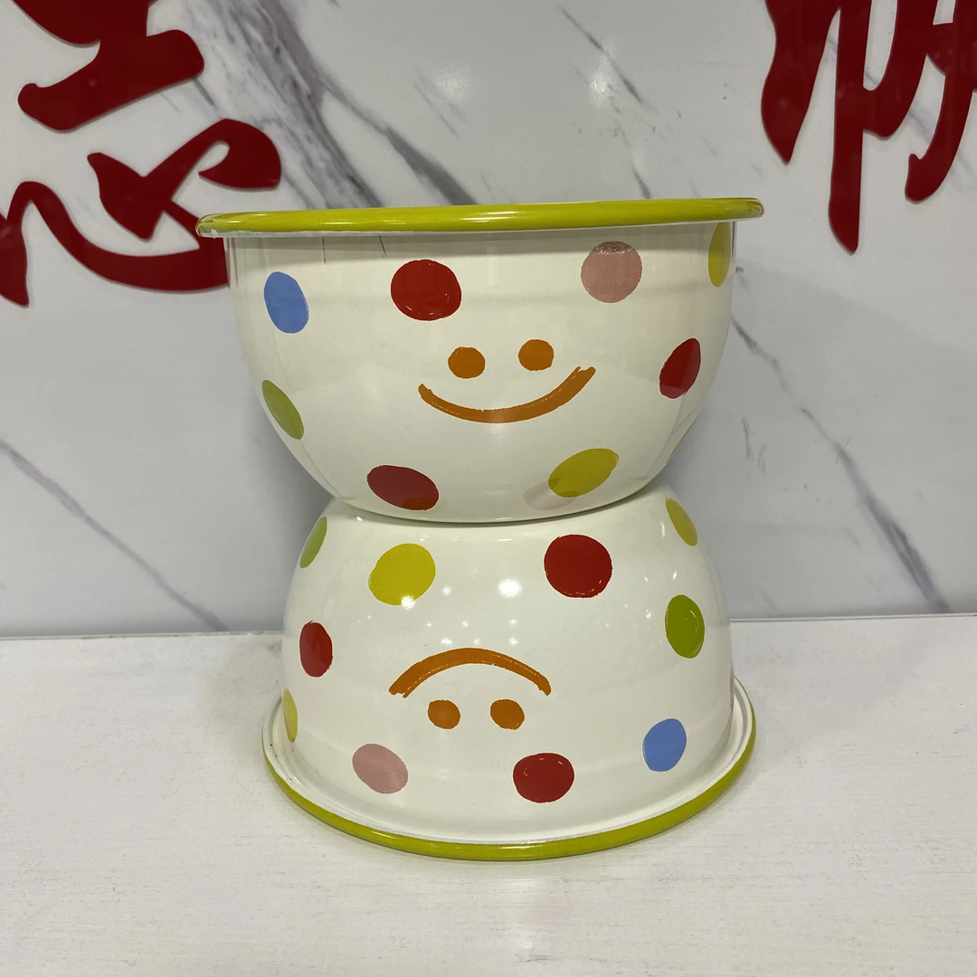 圆碗13cm,17cm搪瓷加厚经典抗腐蚀耐酸碱高温烧制家用饭碗盘碟