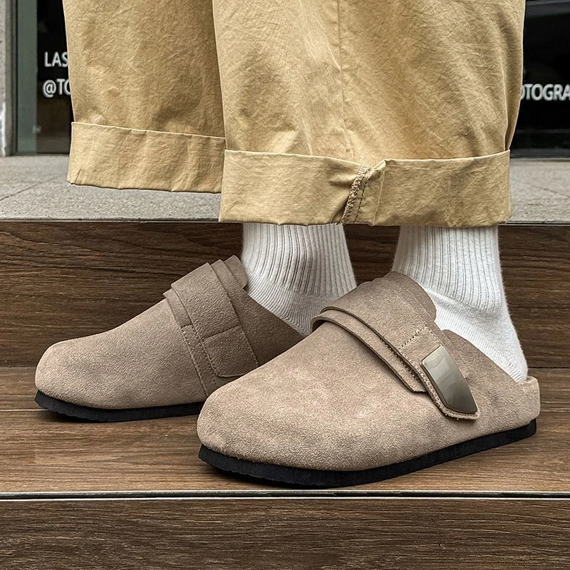 博肯厚底拖鞋秋冬休闲半拖男款户外软底穆勒鞋外穿增高潮款勃肯鞋