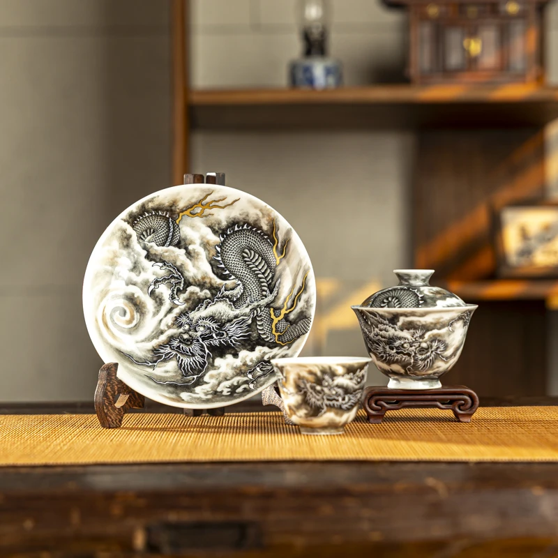 【墨舍名窑】景德镇陶瓷研究院墨龙套组（专属雅）cbxlg44