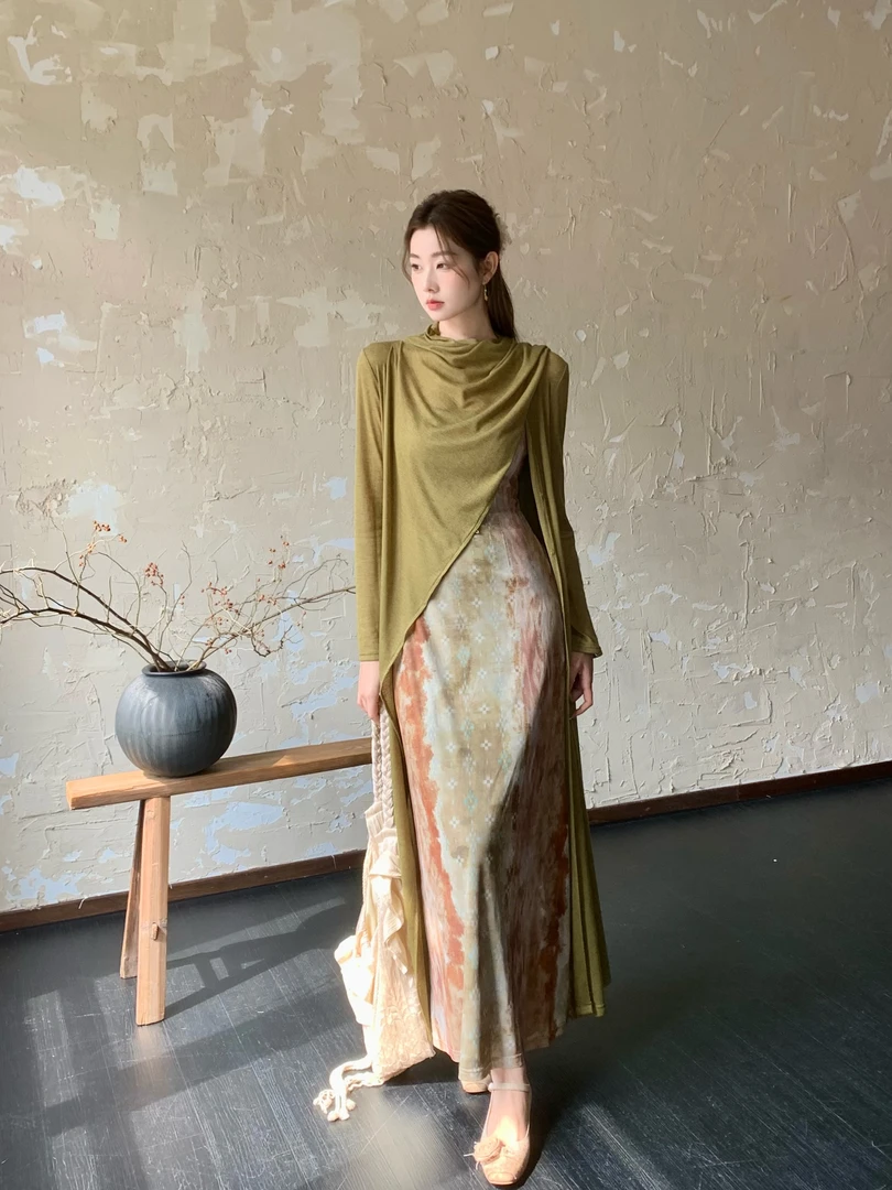 EIA一尧新中式国风【扶柳】复古买手小众外衫+吊带连衣裙气质套装女