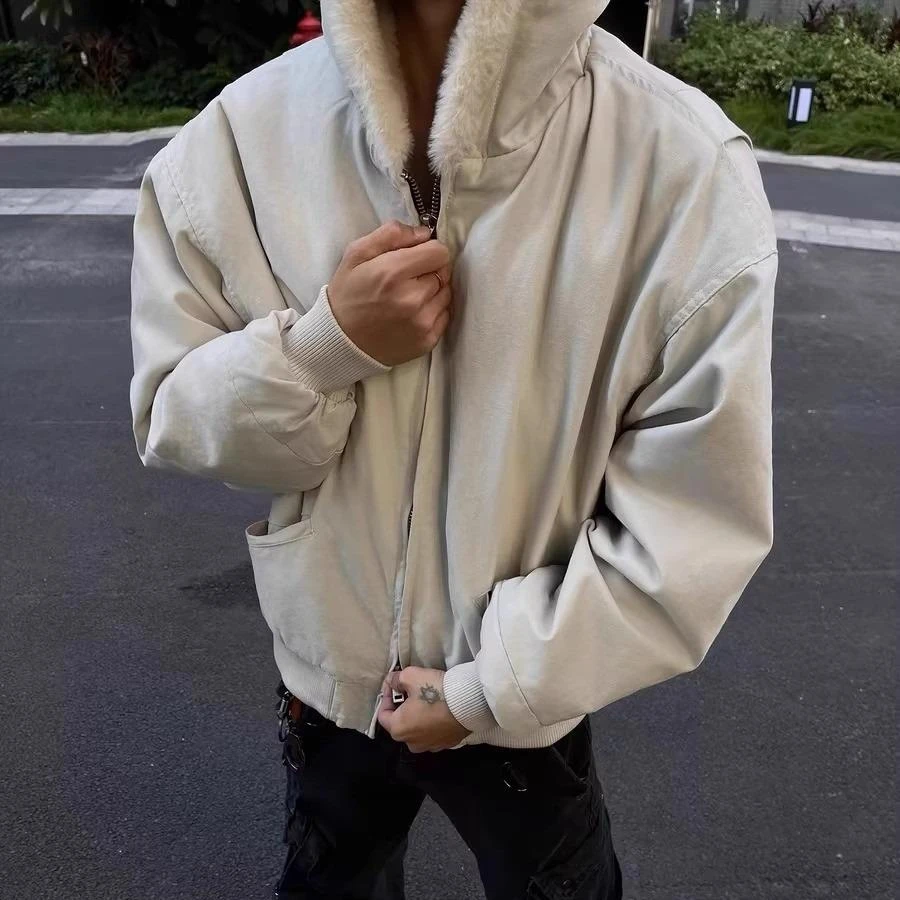 【奥莱撤柜】加绒外套男冬季cleanfit美式高街痞帅服防寒连帽衣