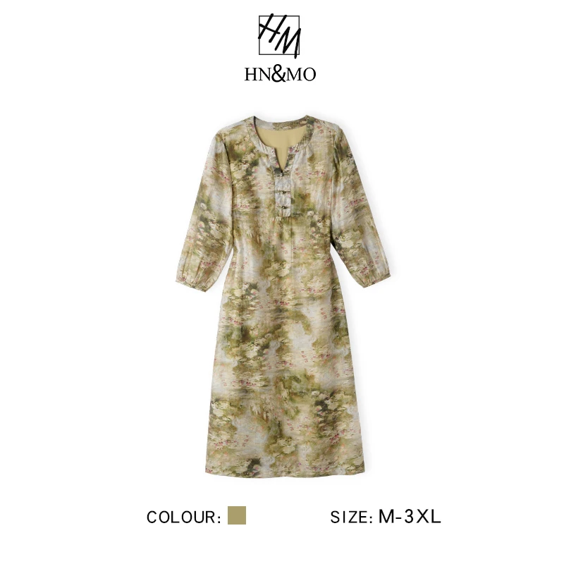 KA69387显瘦天丝亚麻法式轻奢复古优雅连衣裙2025新款气质款