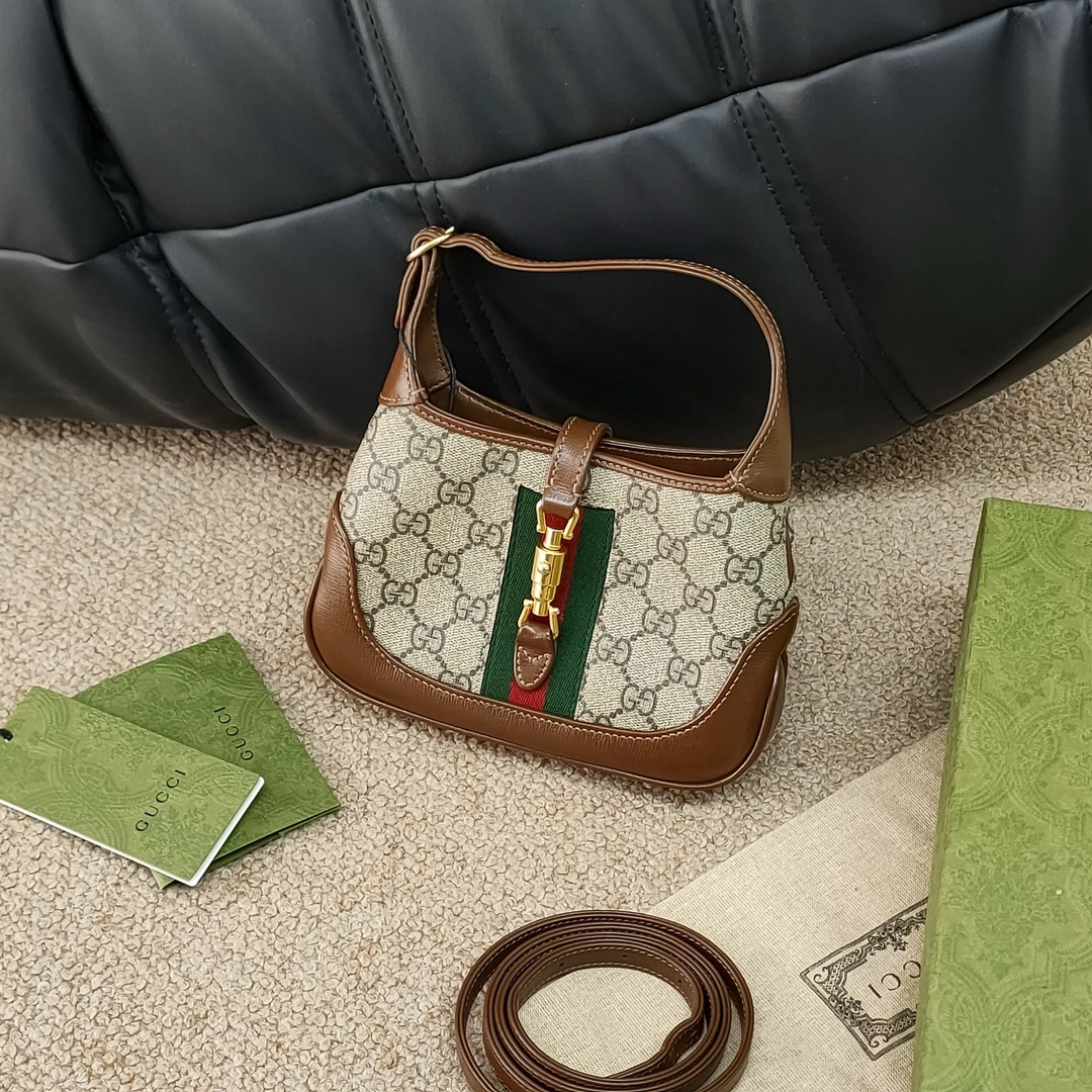 95新 GUCCI/古驰 Azul-棕色老花jackie1961 mini单肩包44162
