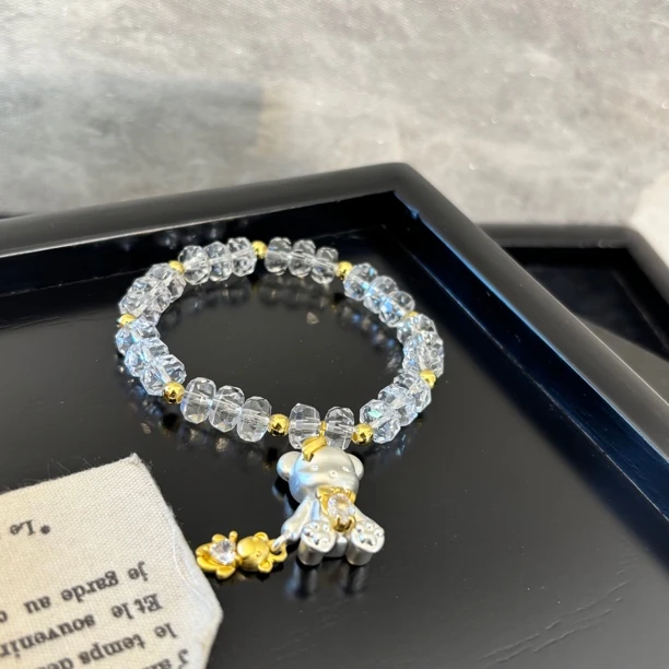 铜合金合成锆石手链 白熊牵黄熊手链SL1200