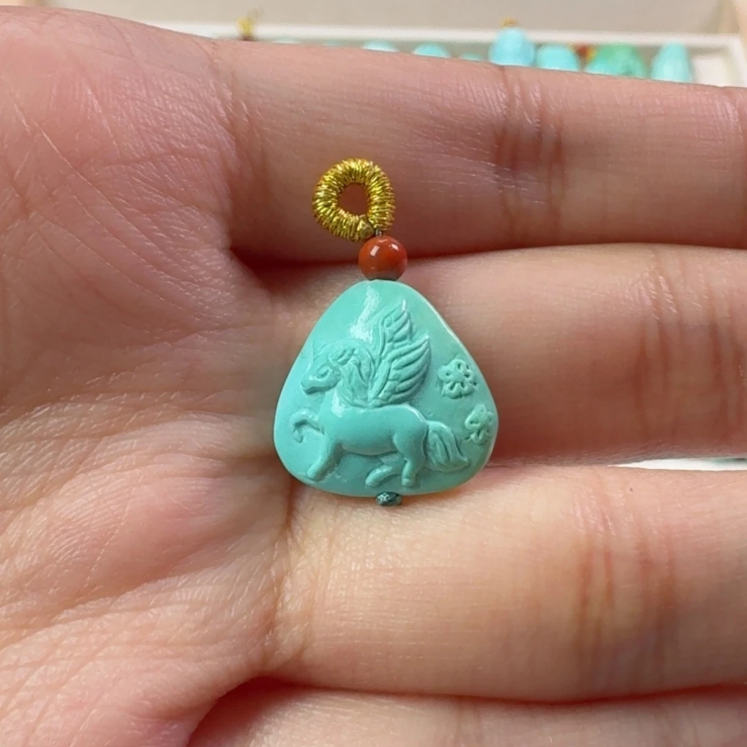 绿松石未镶嵌吊坠(不含链)独角兽