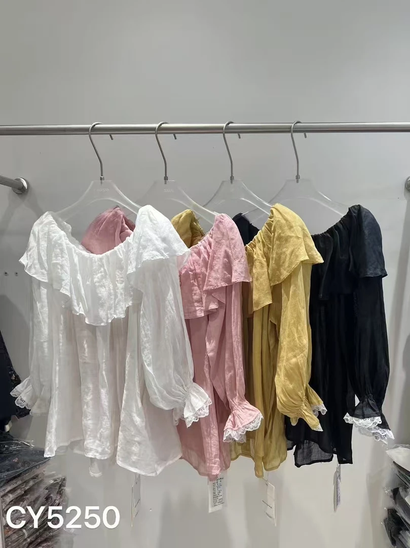 苎麻一字肩罩衫女气质温柔别致衬衣