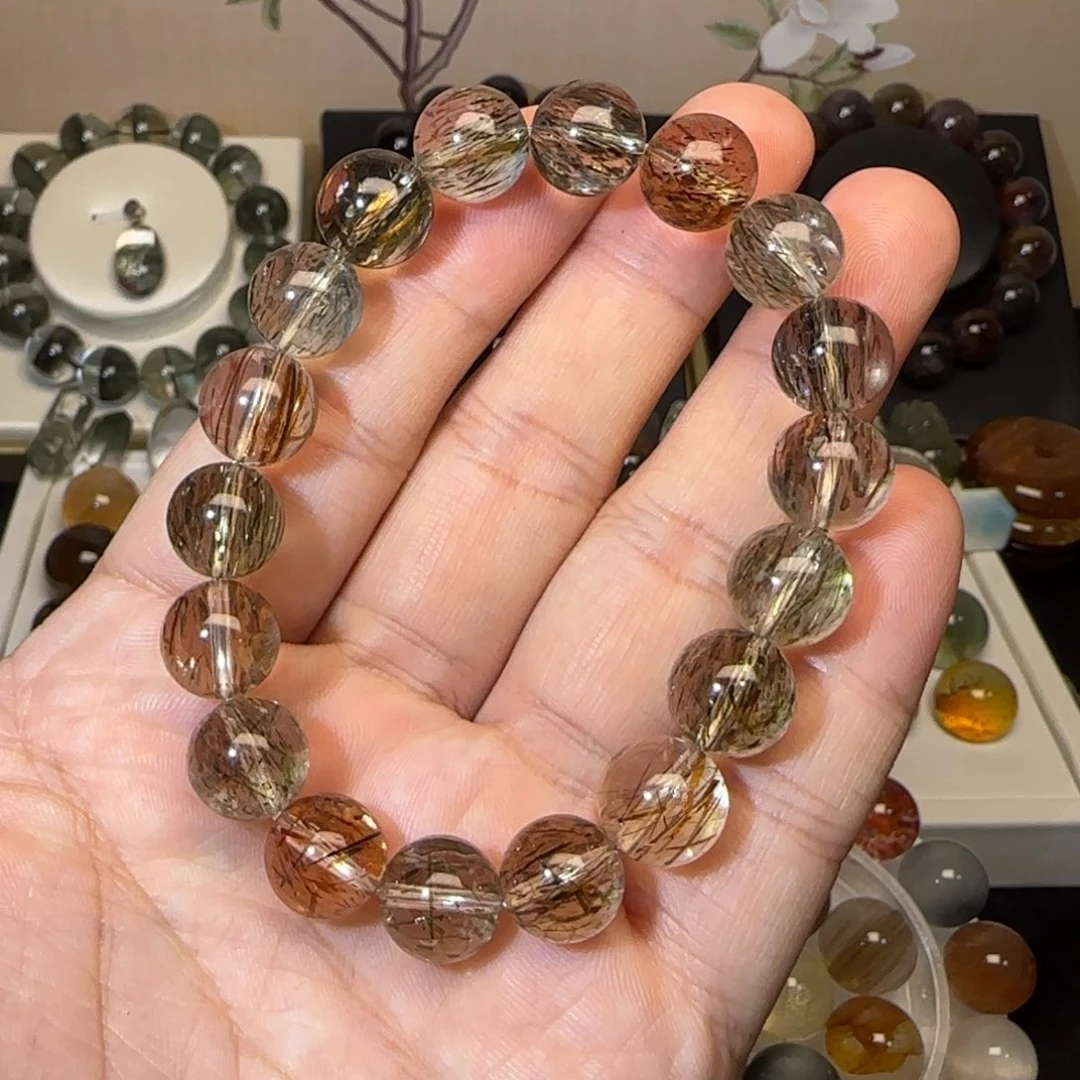 未镶嵌手串水晶11mm+黑金超七单圈多样性发货